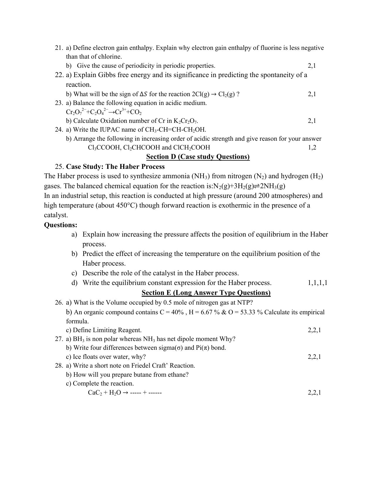 HPBOSE Class 11th Chemistry Sample Question Papers 2025 - Page 3