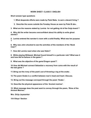 CBSE Worksheets for Class 10 English Assignment 3