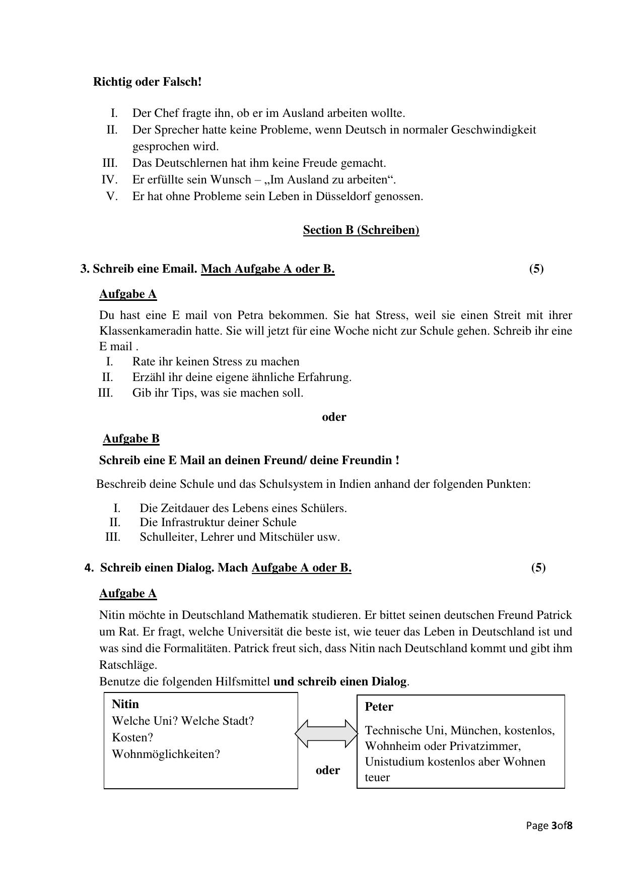 CBSE Class 12 German Sample Question Paper 2024-25 - Page 3