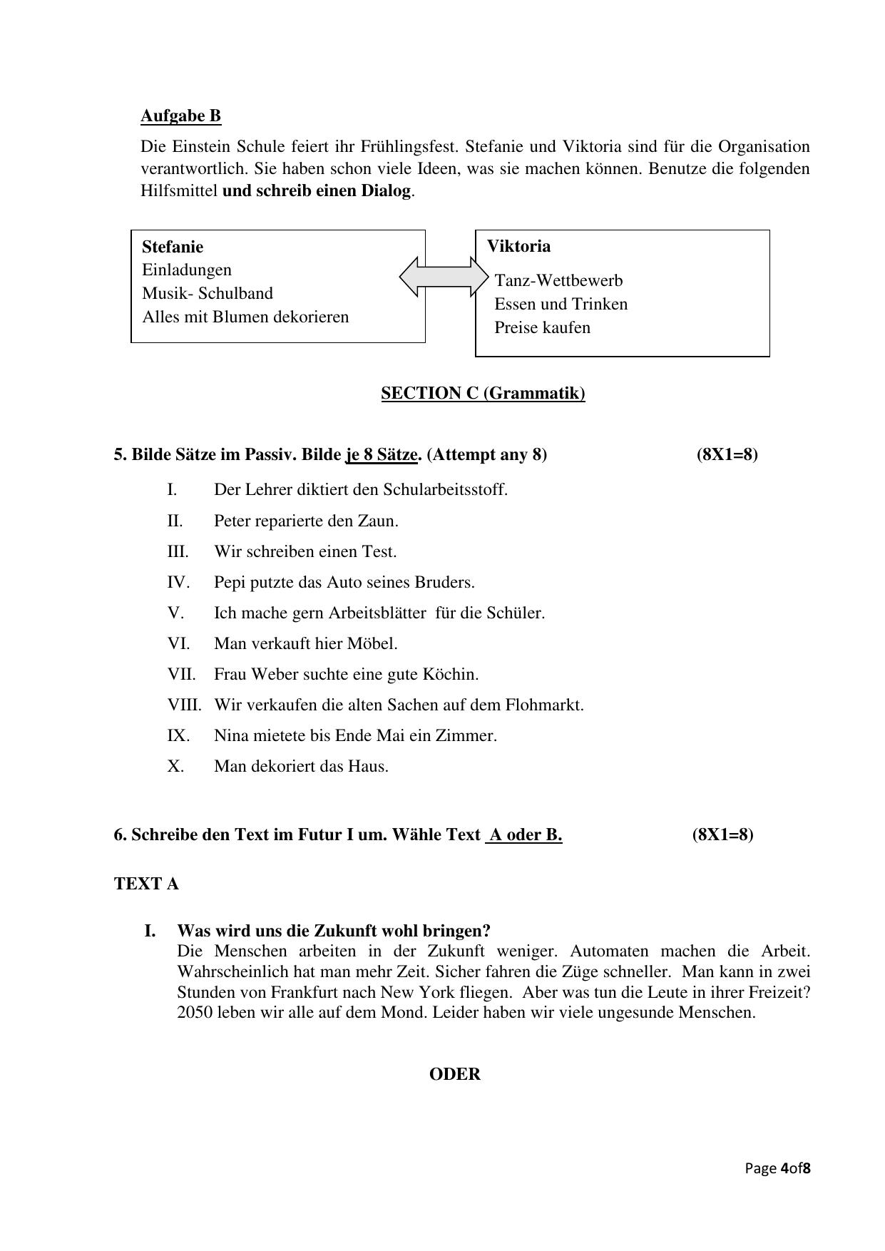 CBSE Class 12 German Sample Question Paper 2024-25 - Page 4