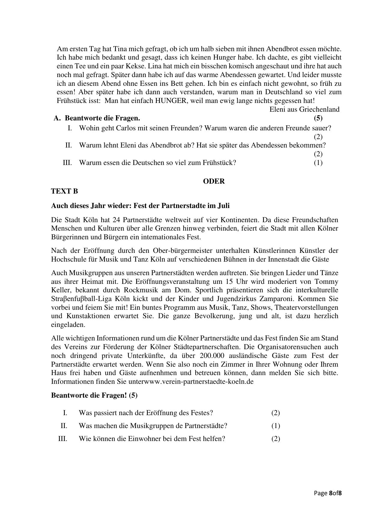 CBSE Class 12 German Sample Question Paper 2024-25 - Page 8