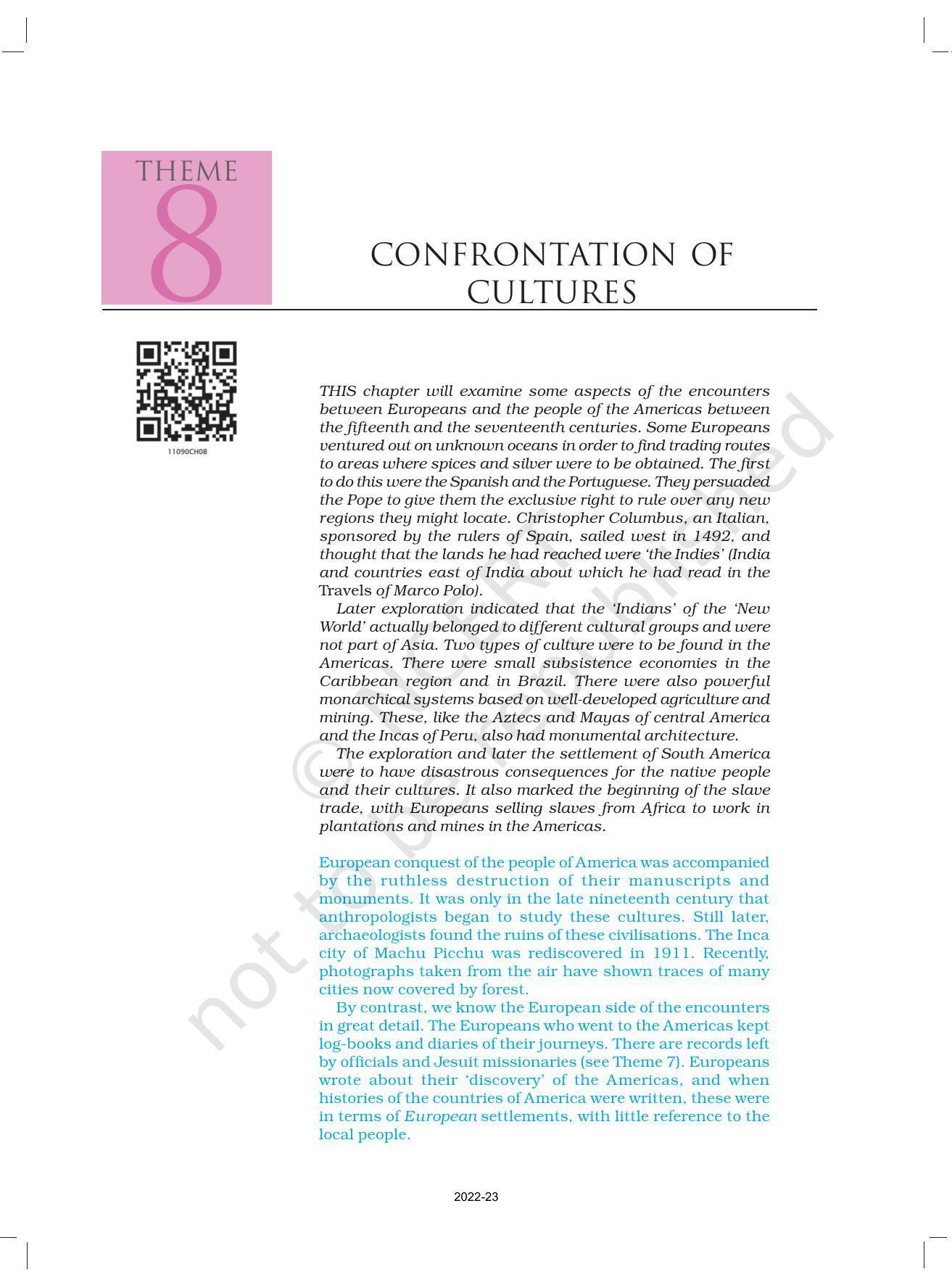 NCERT Book for Class 11 History Chapter 8 Confrontation of Cultures - Page 1
