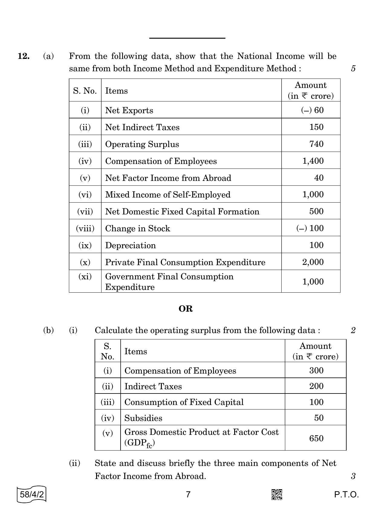CBSE Class 12 58-4-2 Economics 2022 Question Paper - Page 7