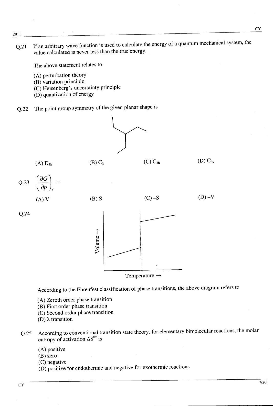 GATE 2011 Chemistry (CY) Question Paper with Answer Key - Page 7