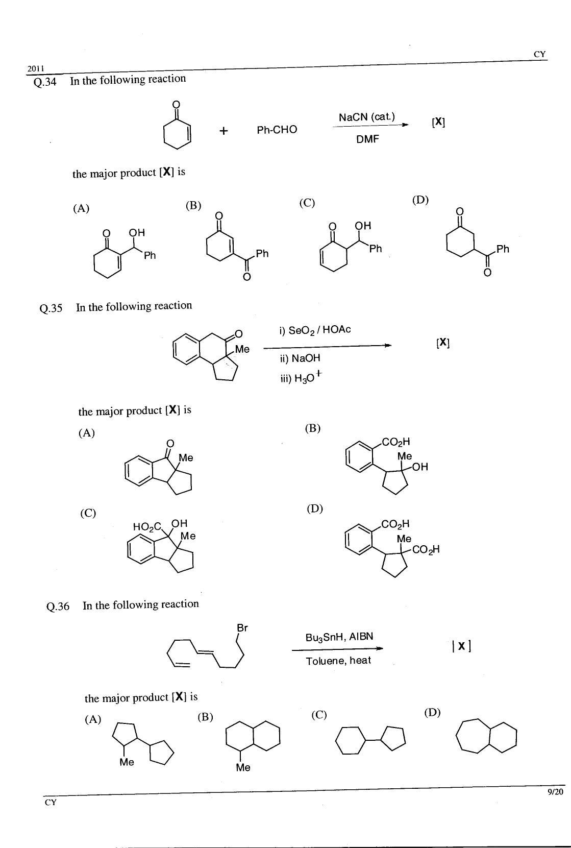 GATE 2011 Chemistry (CY) Question Paper with Answer Key - Page 9