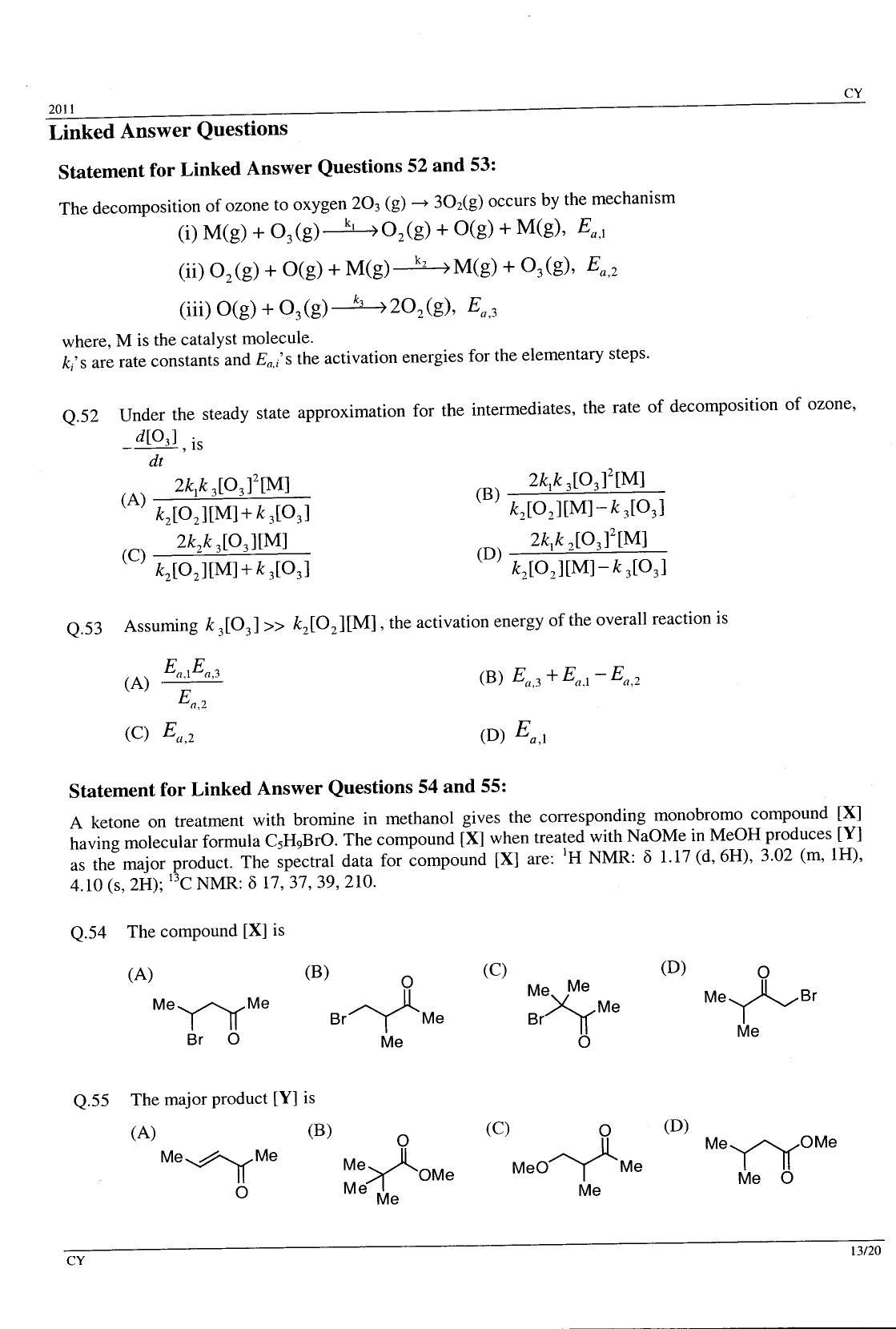 GATE 2011 Chemistry (CY) Question Paper with Answer Key - Page 13