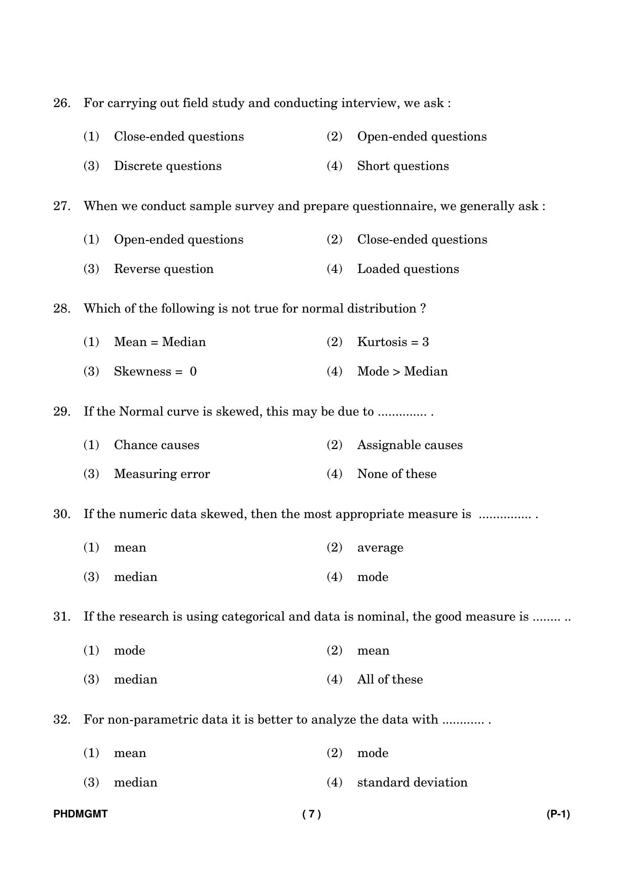 IGNOU PhD Entrance Test Ph. D. (Management) Entrance Test, July, 2023 Question Paper - Page 8