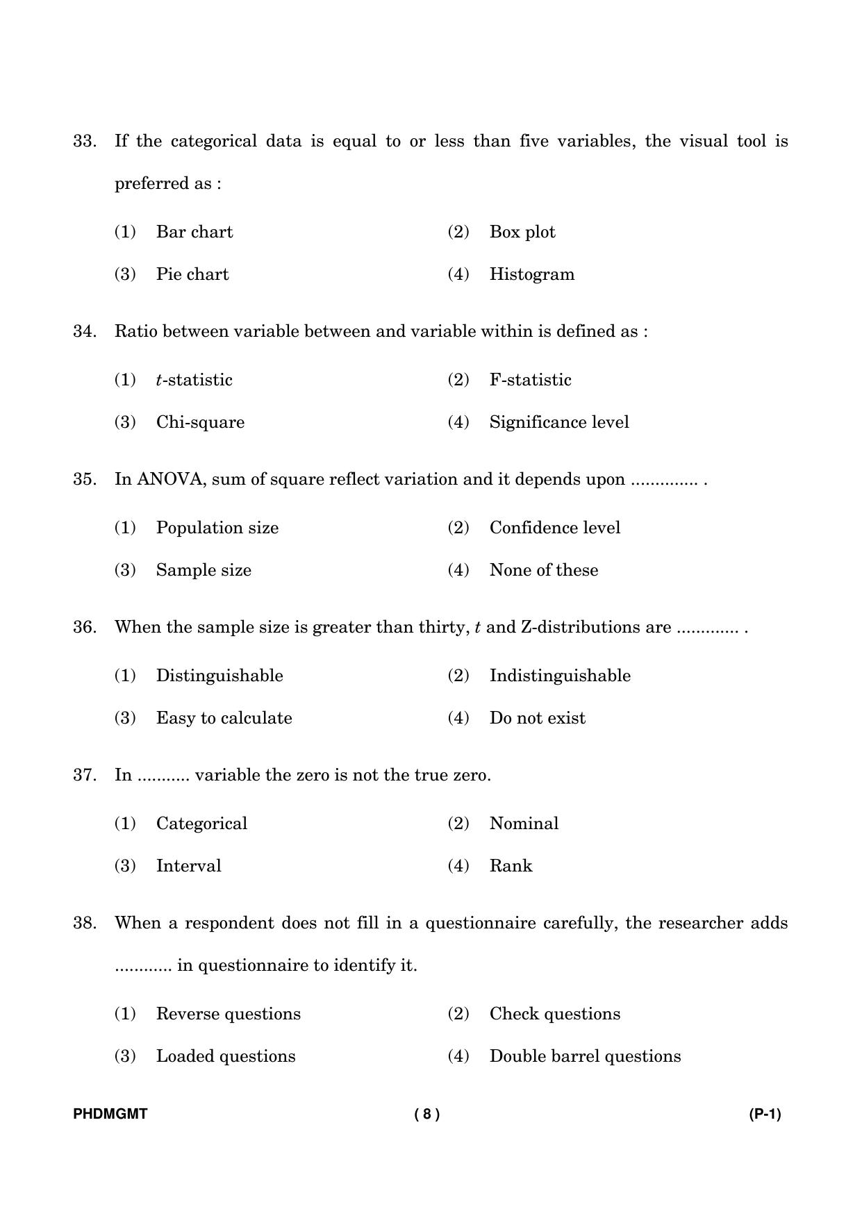 IGNOU PhD Entrance Test Ph. D. (Management) Entrance Test, July, 2023 Question Paper - Page 9