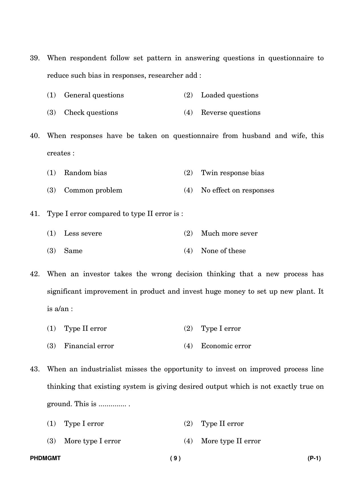 IGNOU PhD Entrance Test Ph. D. (Management) Entrance Test, July, 2023 Question Paper - Page 10