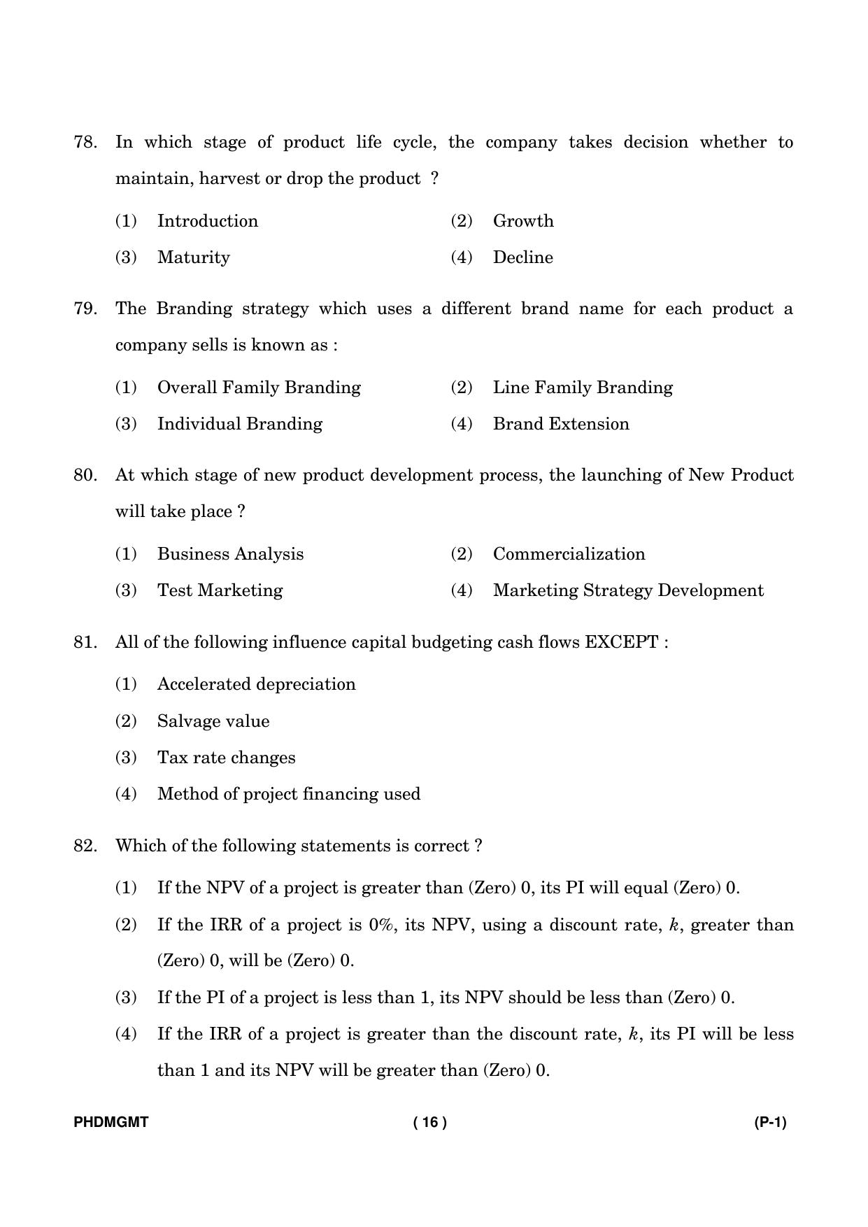 IGNOU PhD Entrance Test Ph. D. (Management) Entrance Test, July, 2023 Question Paper - Page 17