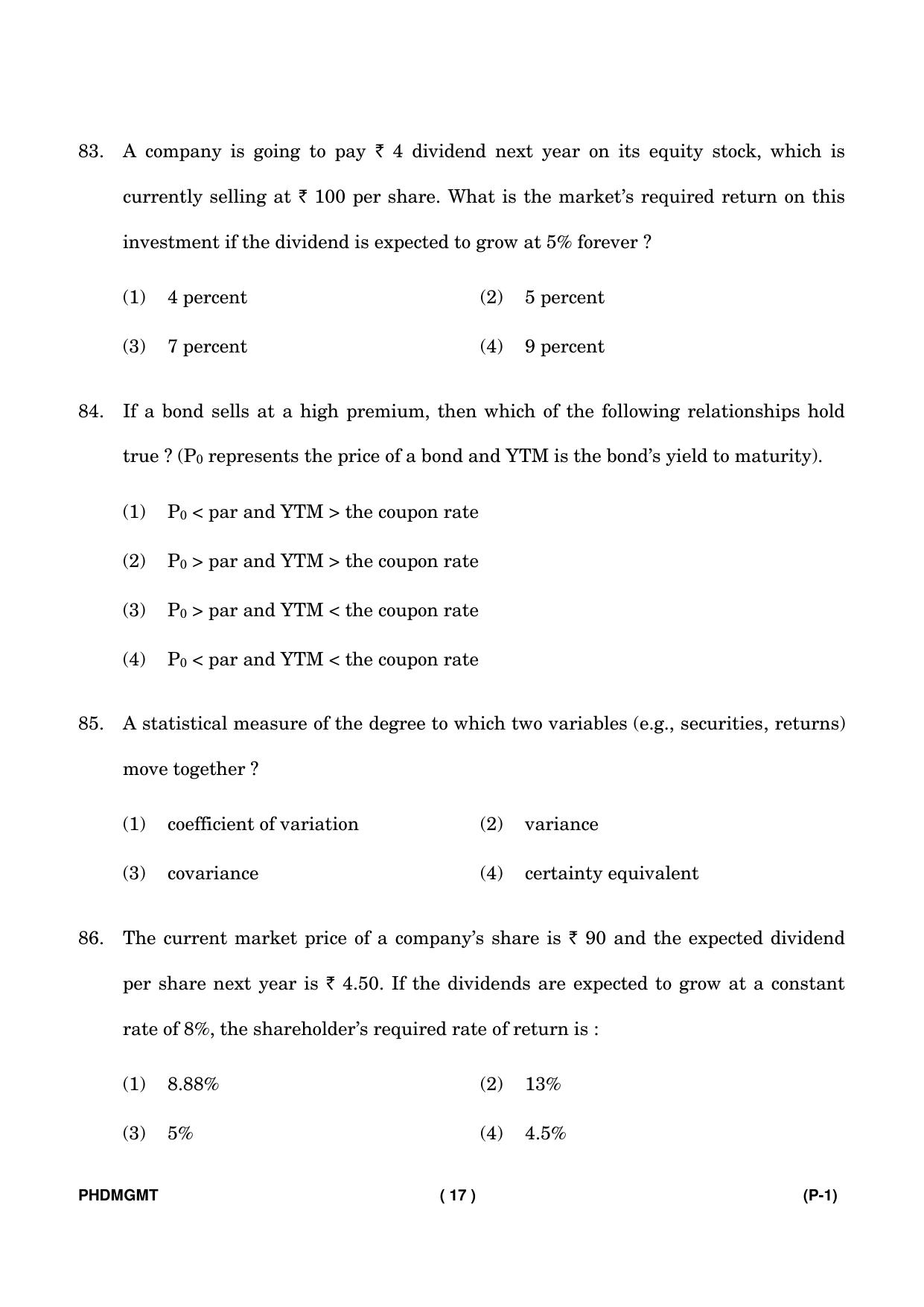 IGNOU PhD Entrance Test Ph. D. (Management) Entrance Test, July, 2023 Question Paper - Page 18