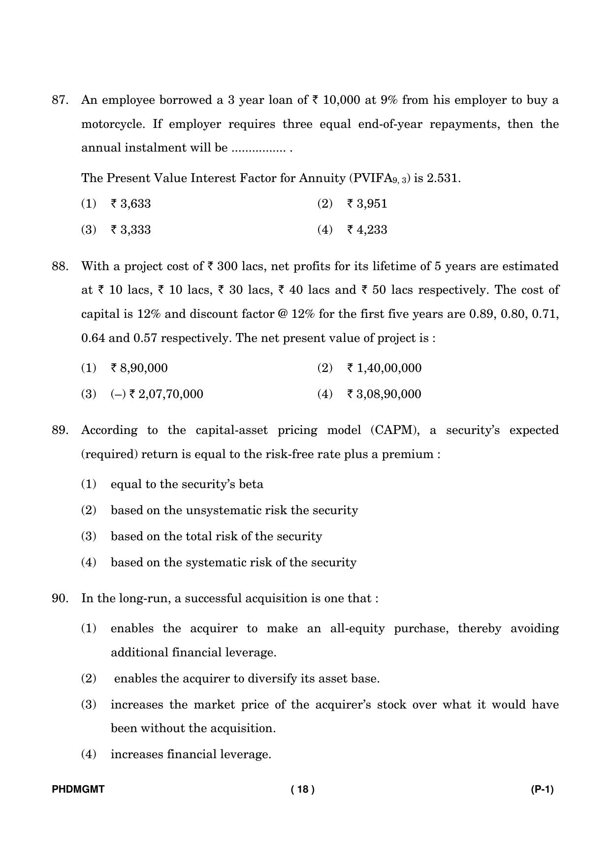 IGNOU PhD Entrance Test Ph. D. (Management) Entrance Test, July, 2023 Question Paper - Page 19