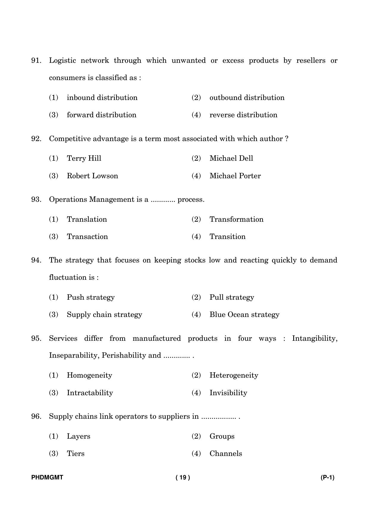 IGNOU PhD Entrance Test Ph. D. (Management) Entrance Test, July, 2023 Question Paper - Page 20