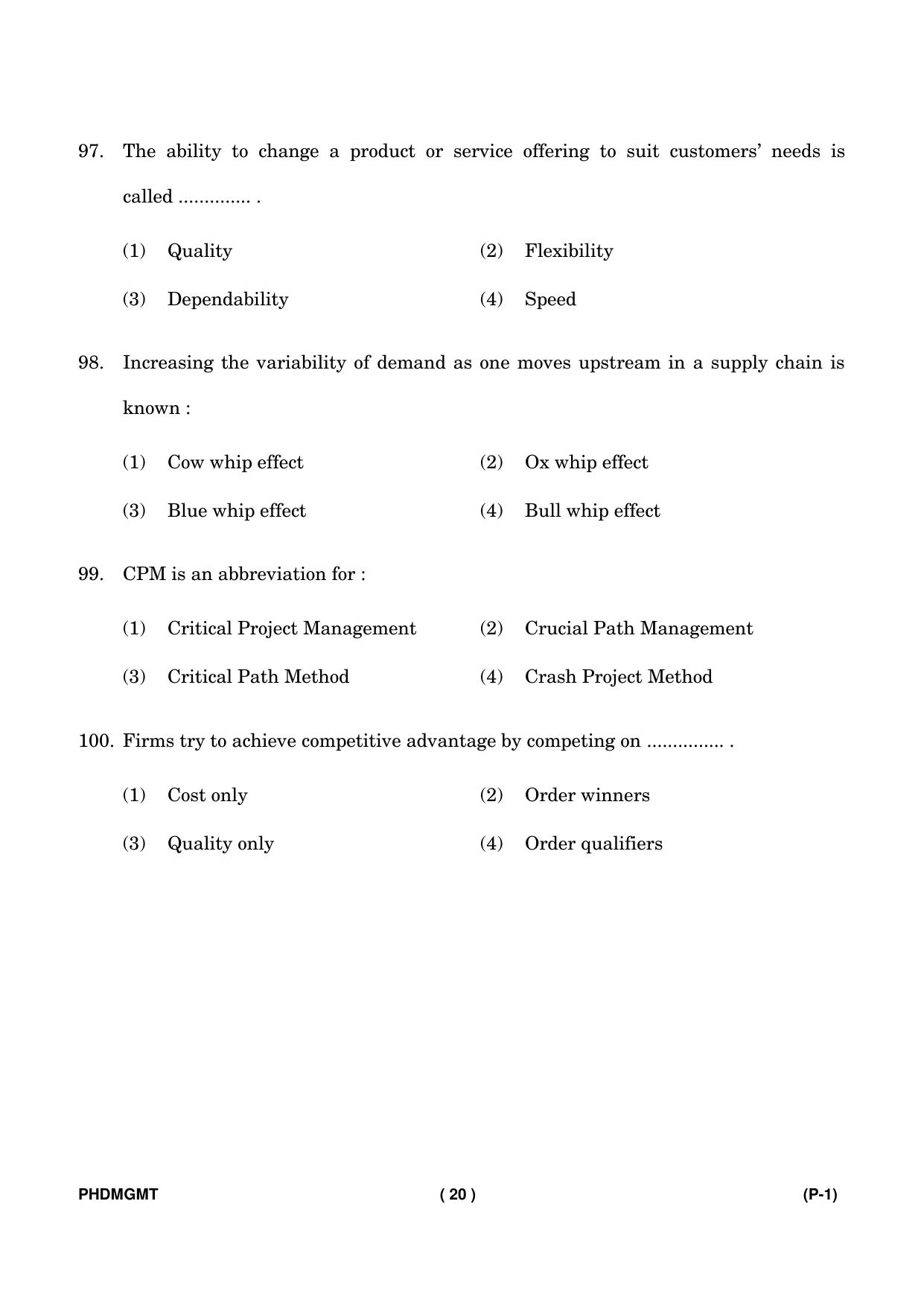 IGNOU PhD Entrance Test Ph. D. (Management) Entrance Test, July, 2023 Question Paper - Page 21