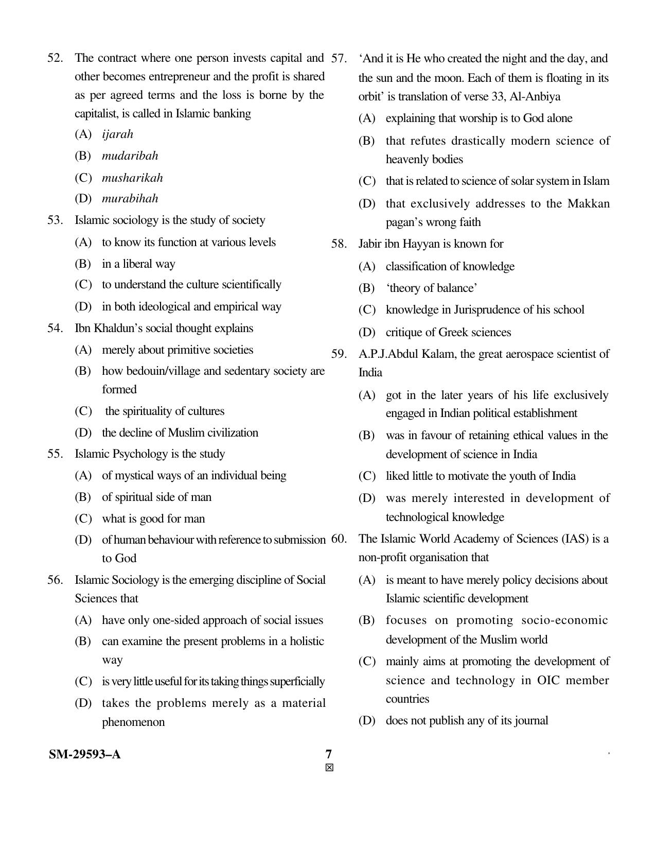 KUET 2023 M.A Islamic Studies Question Paper - Page 7