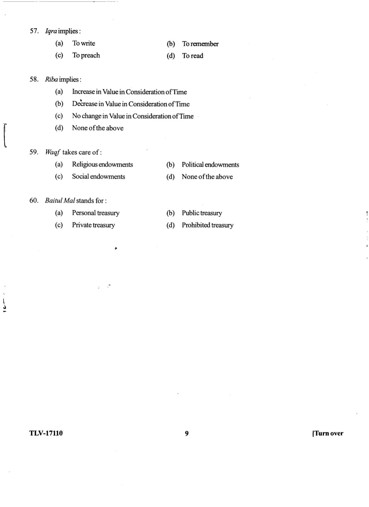 KUET 2023 M.A Islamic Studies Question Paper - Page 81