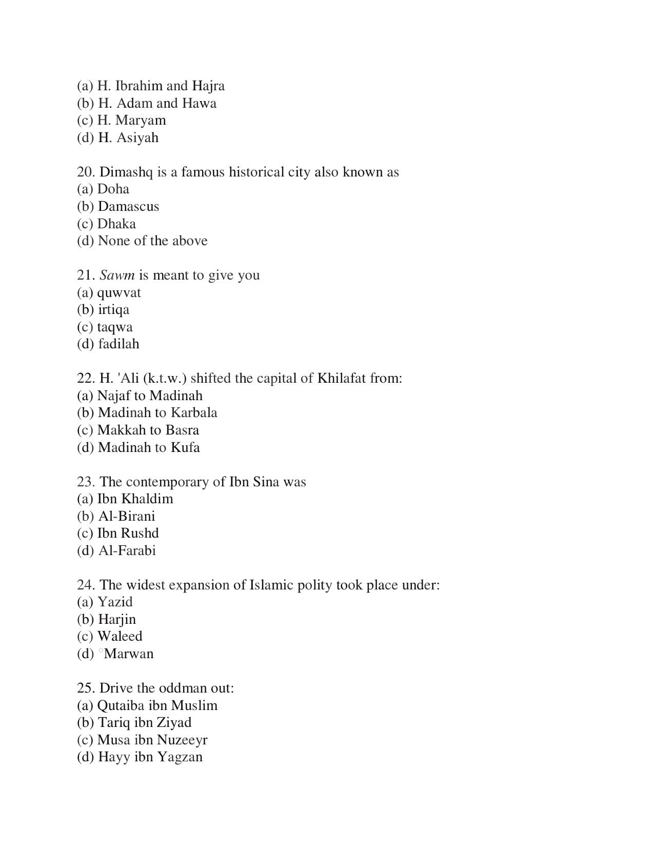 KUET 2023 M.A Islamic Studies Question Paper - Page 92