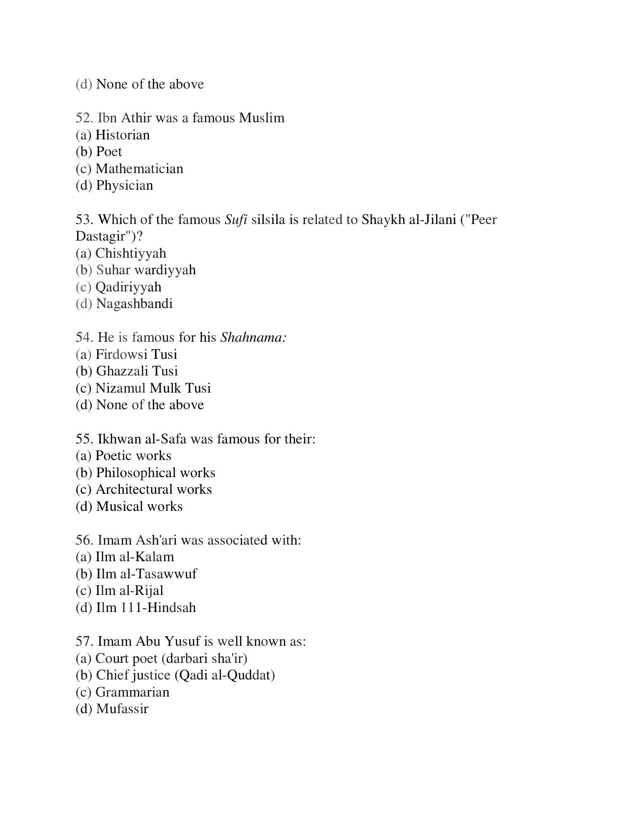 KUET 2023 M.A Islamic Studies Question Paper - Page 97