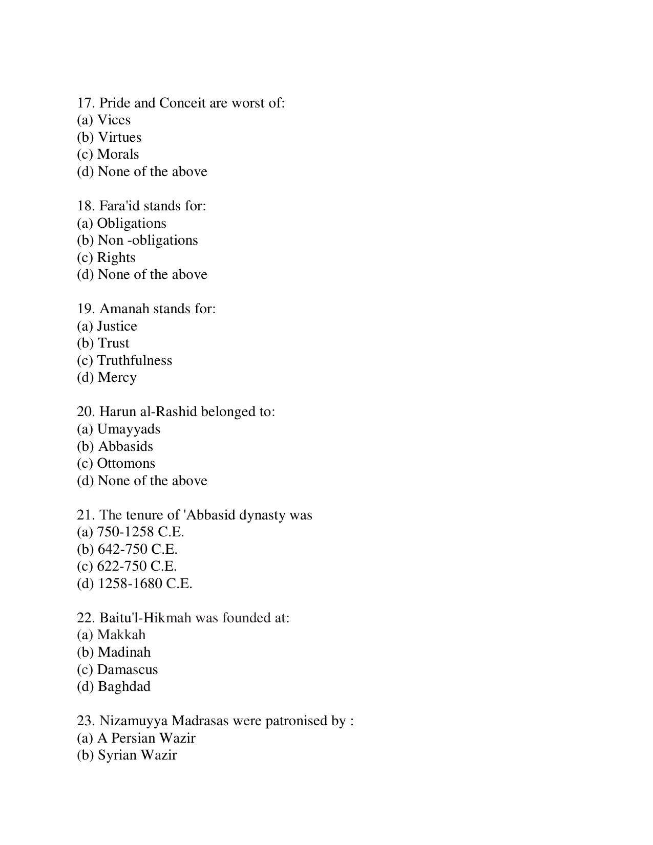 KUET 2023 M.A Islamic Studies Question Paper - Page 101