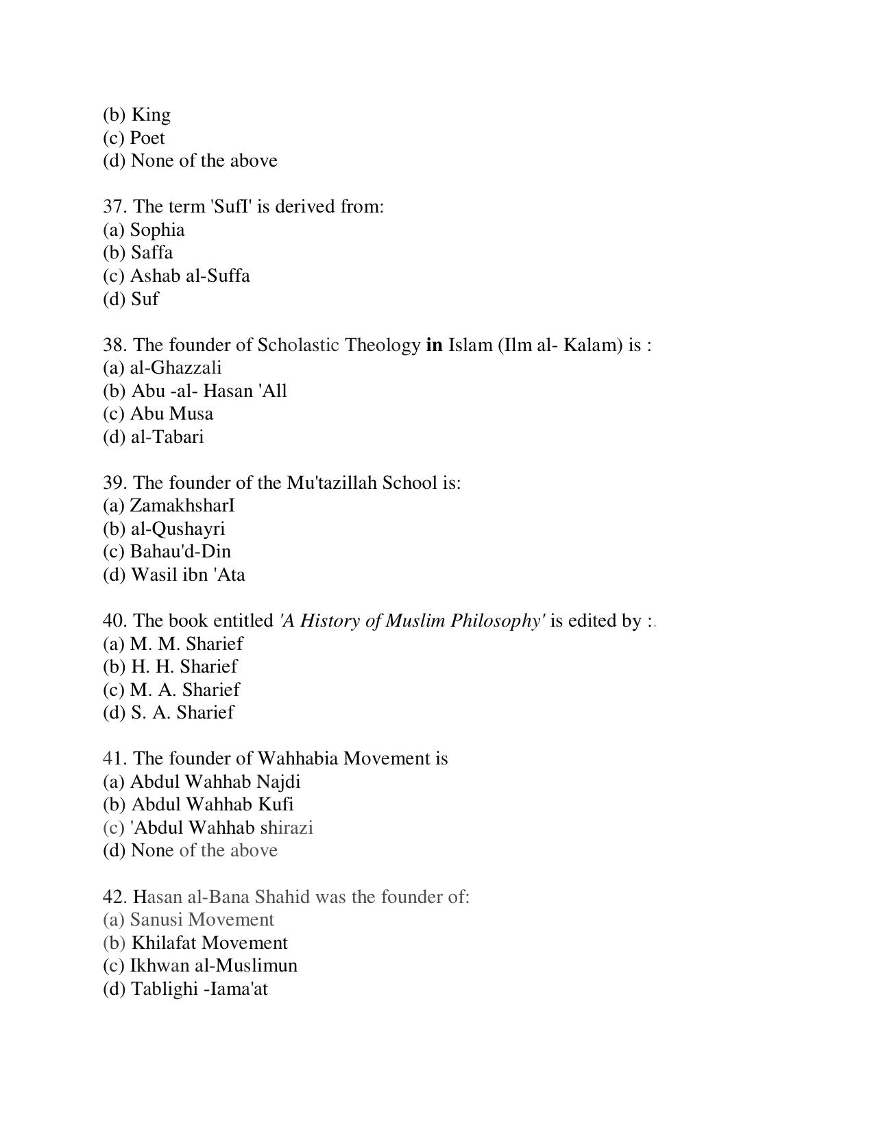 KUET 2023 M.A Islamic Studies Question Paper - Page 104