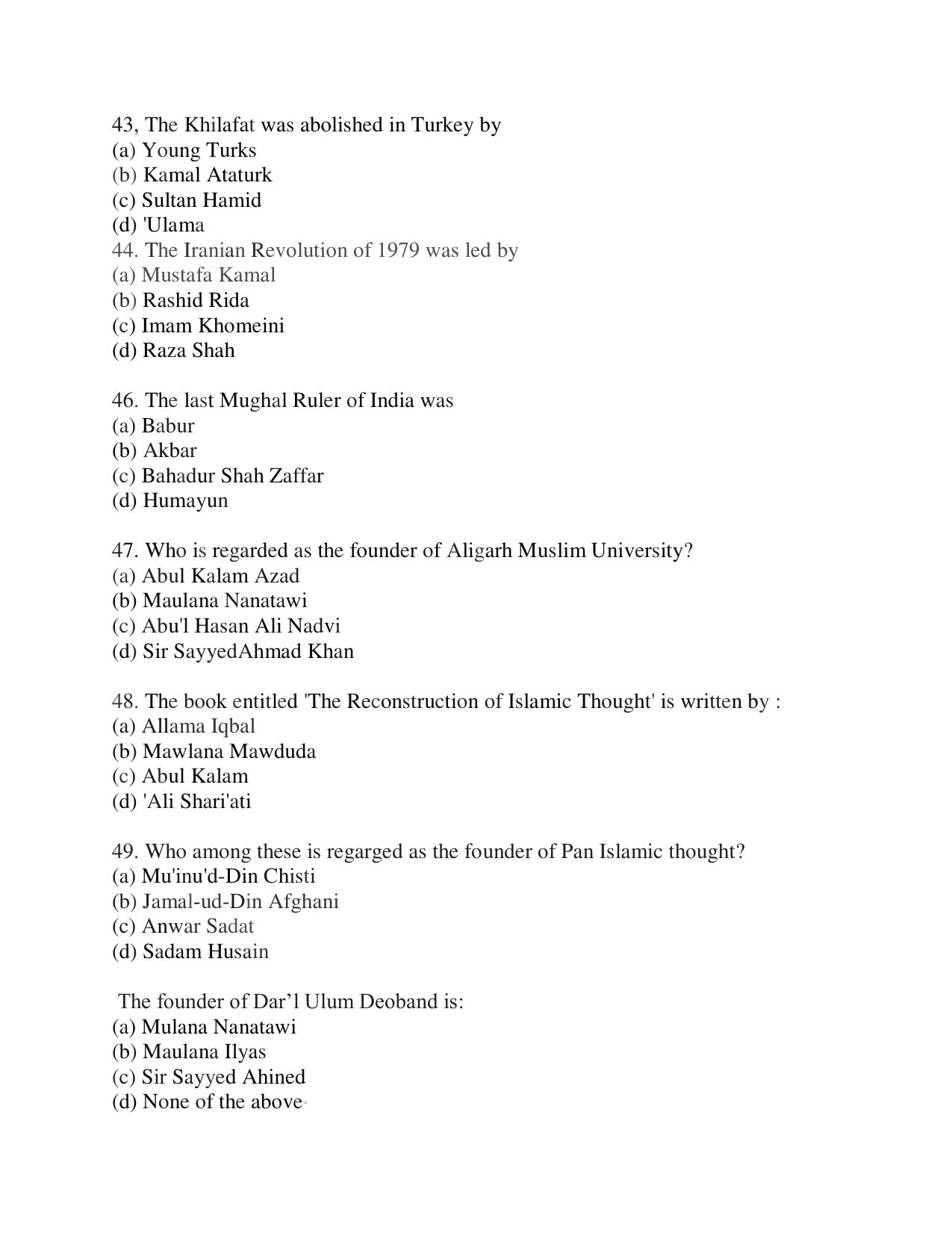 KUET 2023 M.A Islamic Studies Question Paper - Page 105