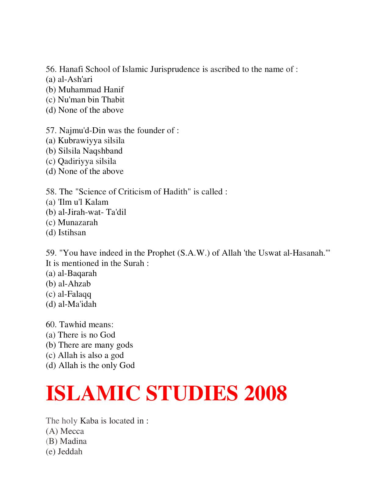 KUET 2023 M.A Islamic Studies Question Paper - Page 107
