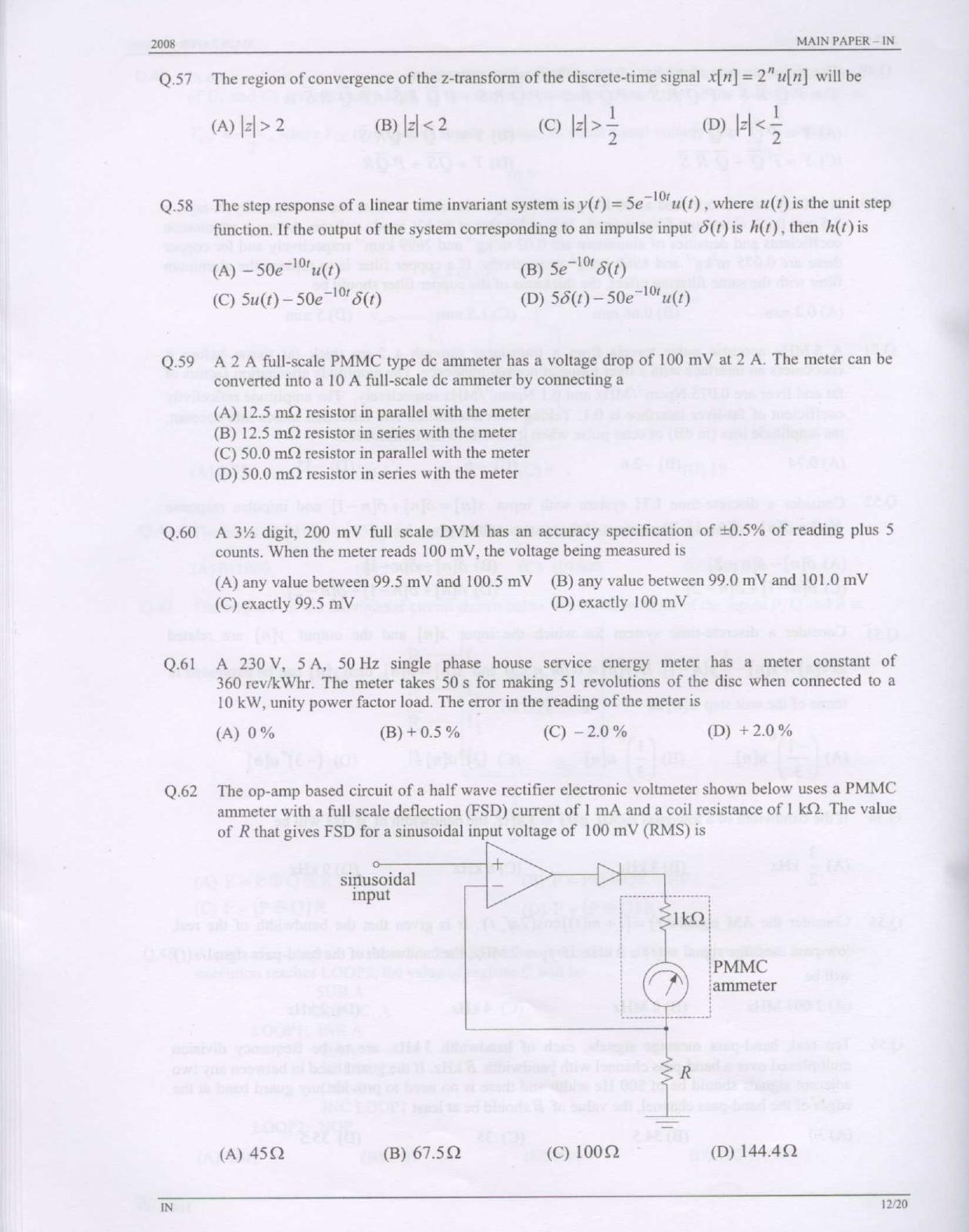 GATE 2008 Instrumentation Engineering (IN) Question Paper with Answer Key - Page 12