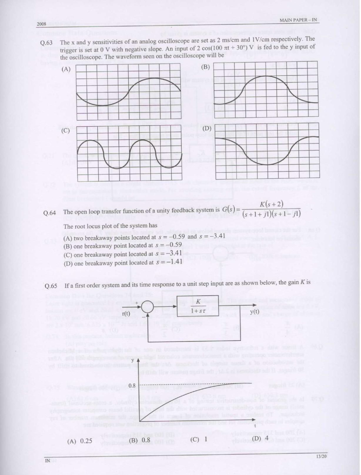 GATE 2008 Instrumentation Engineering (IN) Question Paper with Answer Key - Page 13