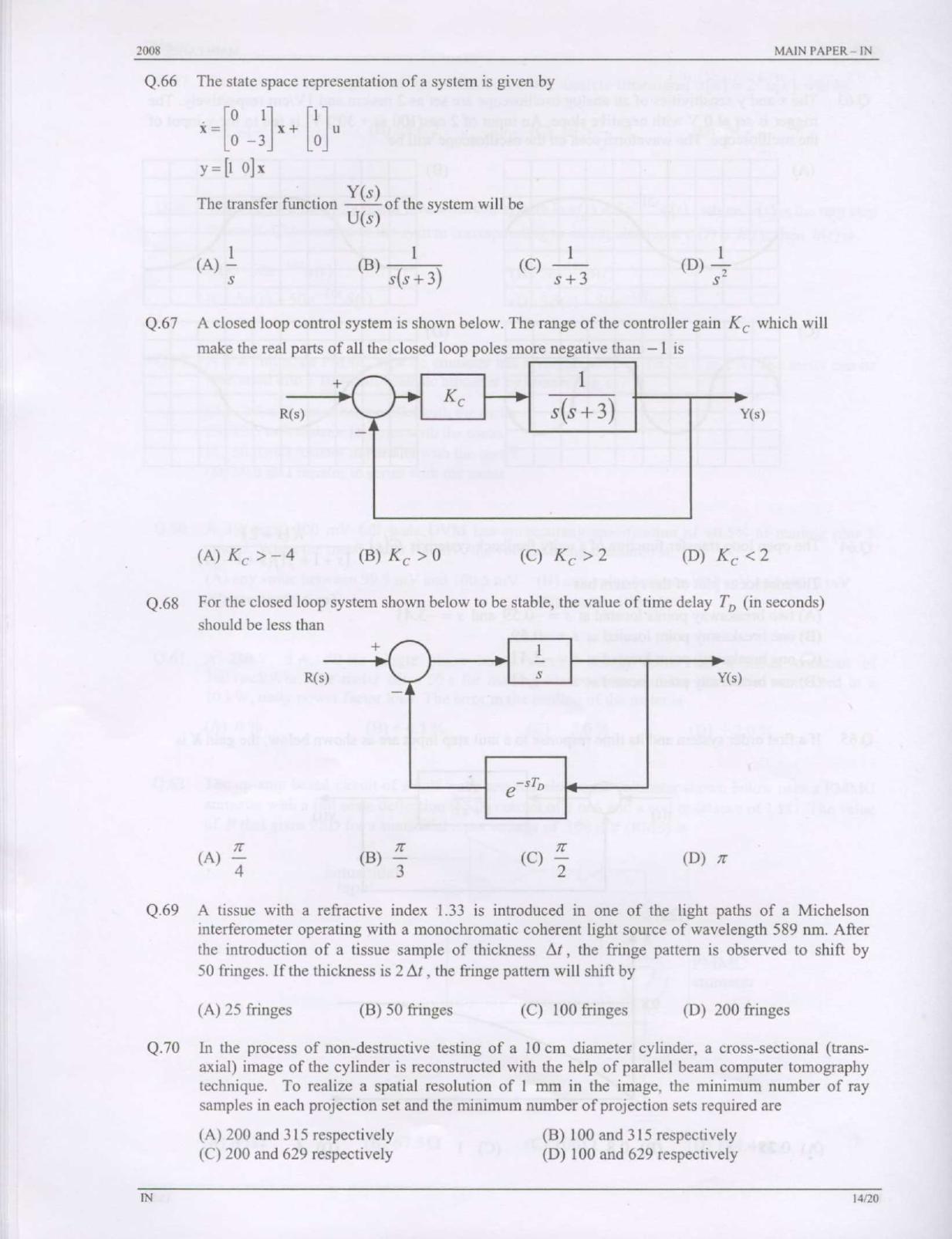 GATE 2008 Instrumentation Engineering (IN) Question Paper with Answer Key - Page 14