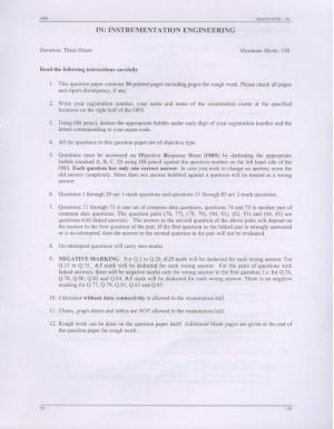 GATE 2008 Instrumentation Engineering (IN) Question Paper with Answer Key