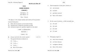 Meghalaya Board (MBOSE) Class 11 Home Science 2020 Question Paper