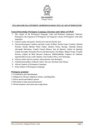 GU ART Portuguese Syllabus