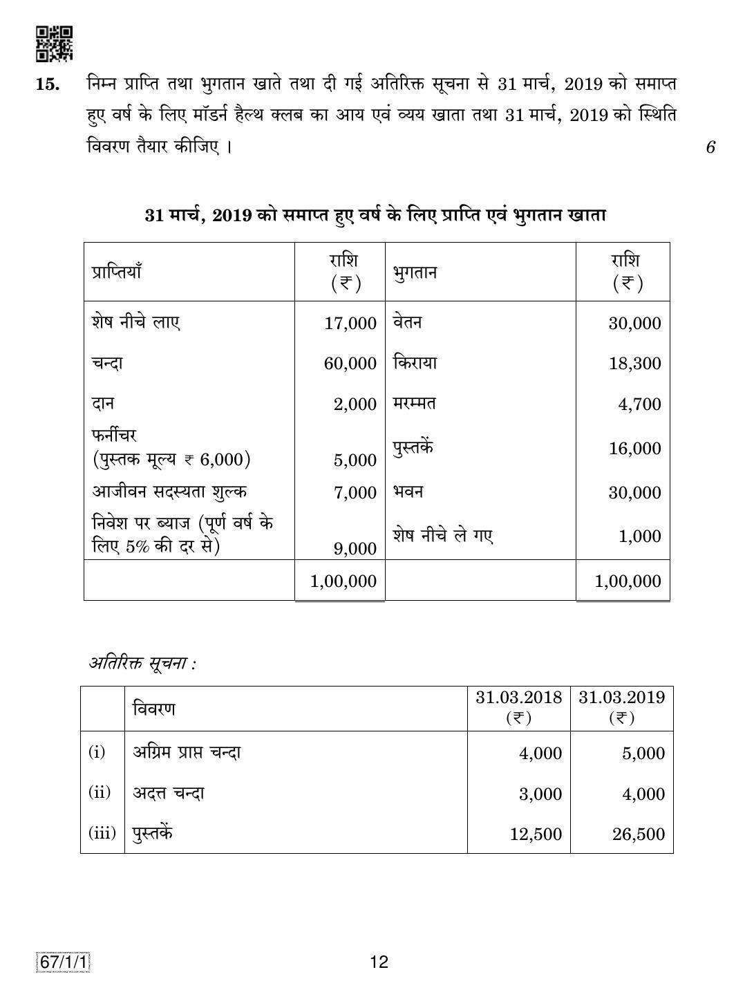 CBSE Class 12 67-1-1 ACCOUNTANCY 2019 Compartment Question Paper - Page 12