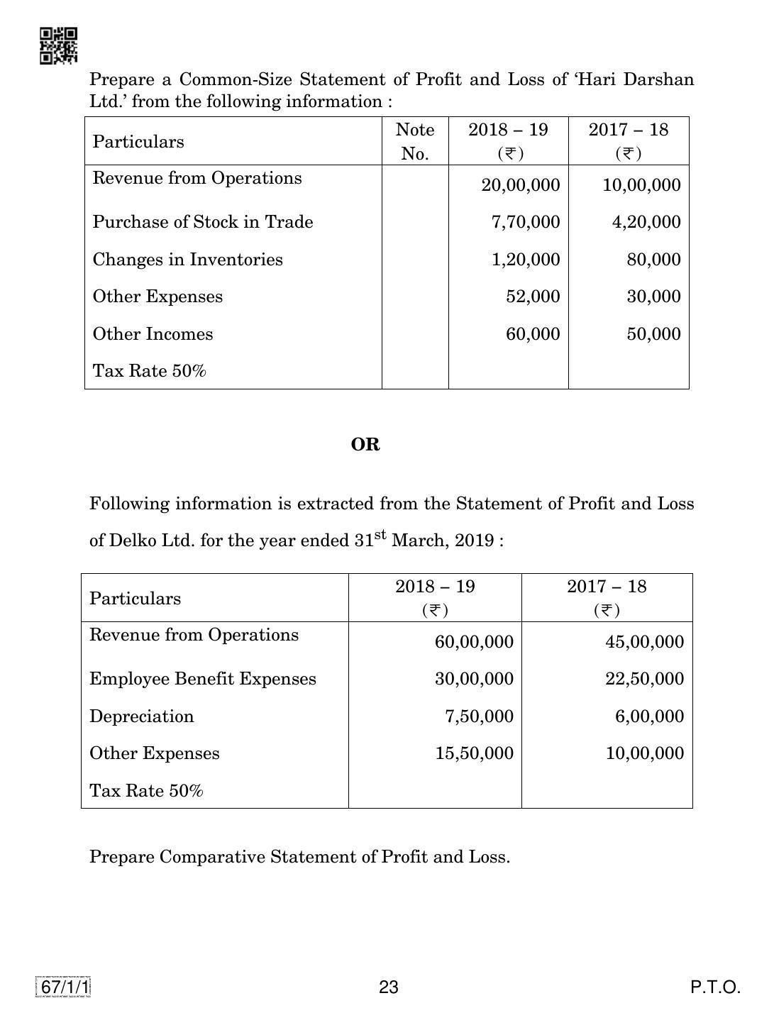 CBSE Class 12 67-1-1 ACCOUNTANCY 2019 Compartment Question Paper - Page 23