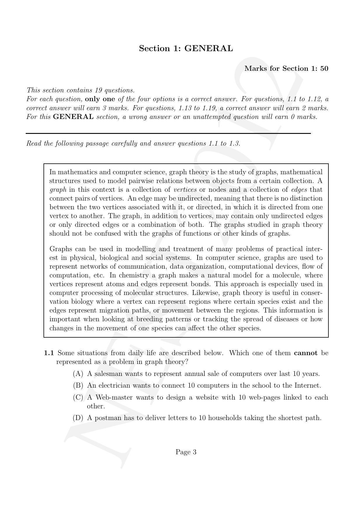 NEST 2012 Question Paper - Page 3