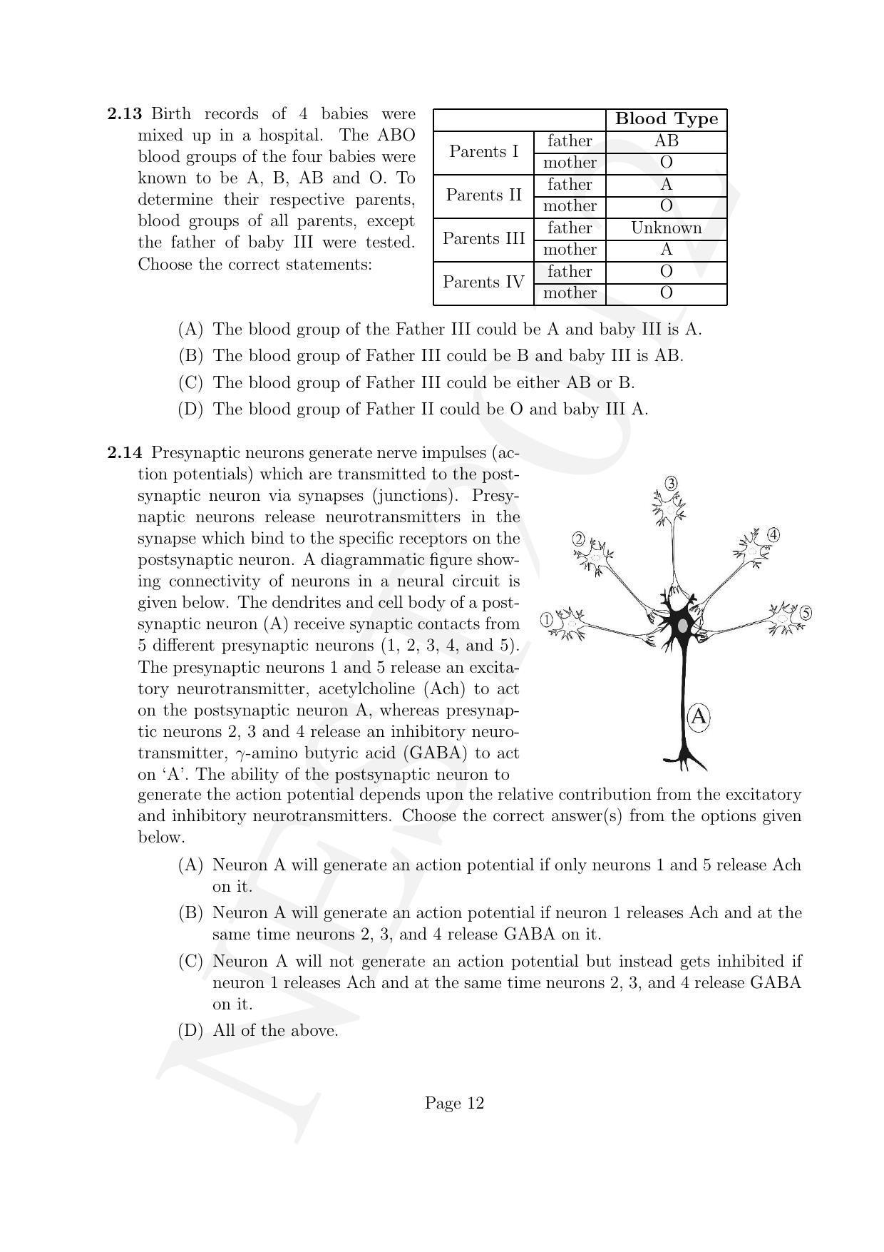 NEST 2012 Question Paper - Page 12