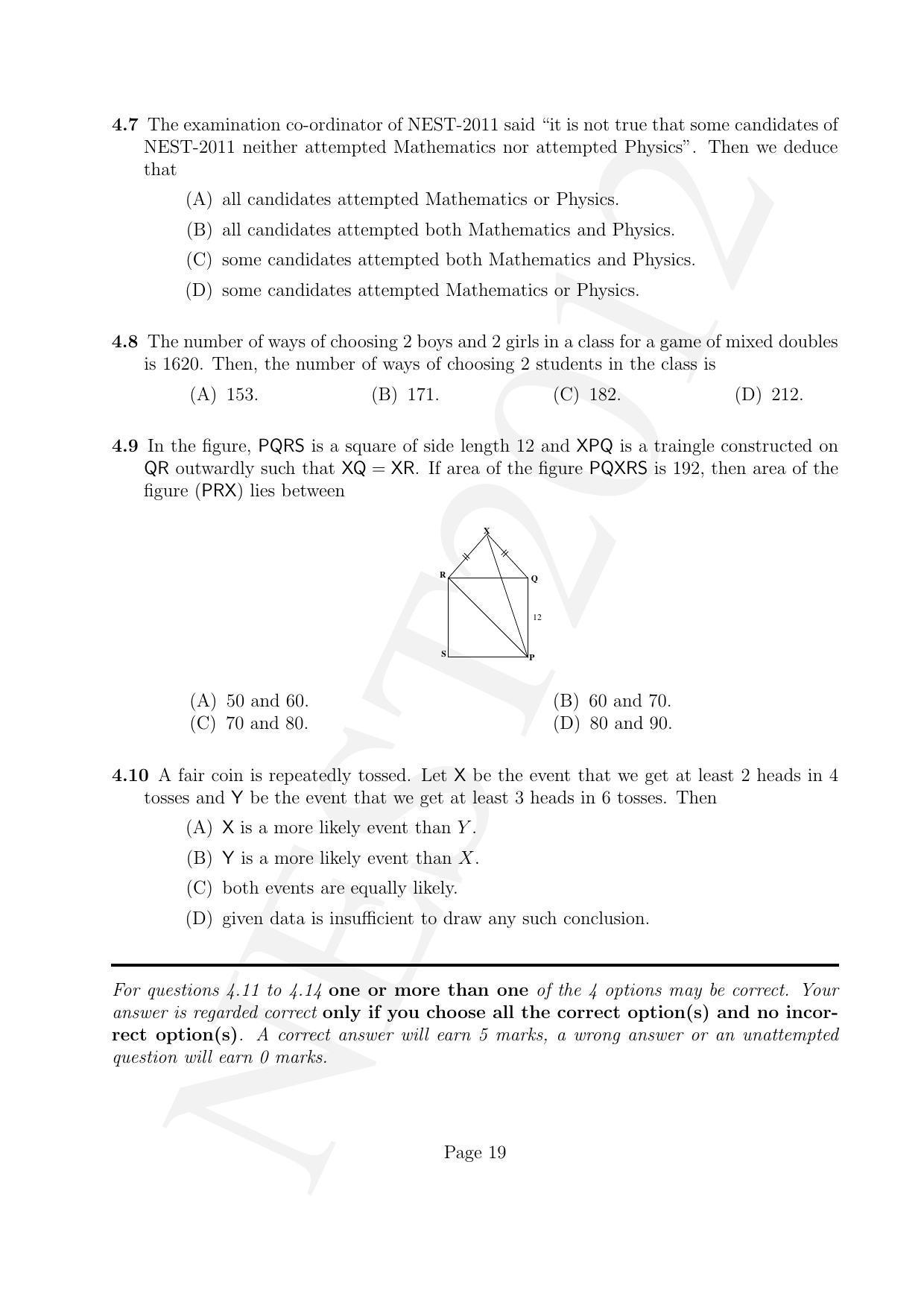 NEST 2012 Question Paper - Page 19