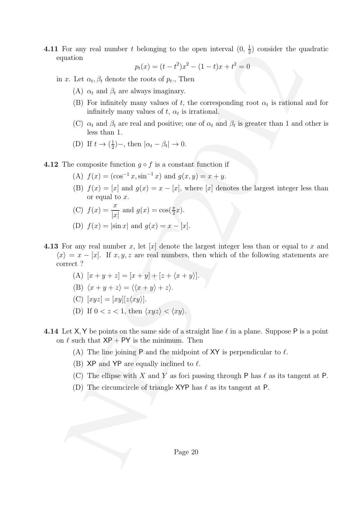 NEST 2012 Question Paper - Page 20