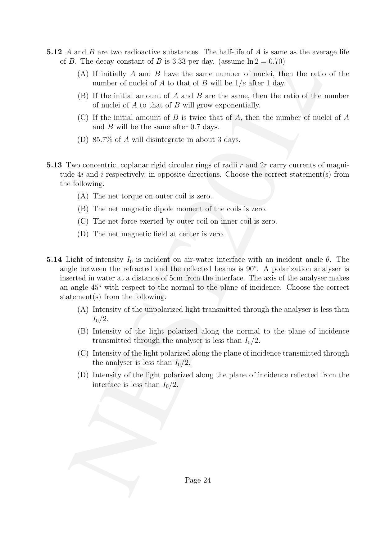 NEST 2012 Question Paper - Page 24