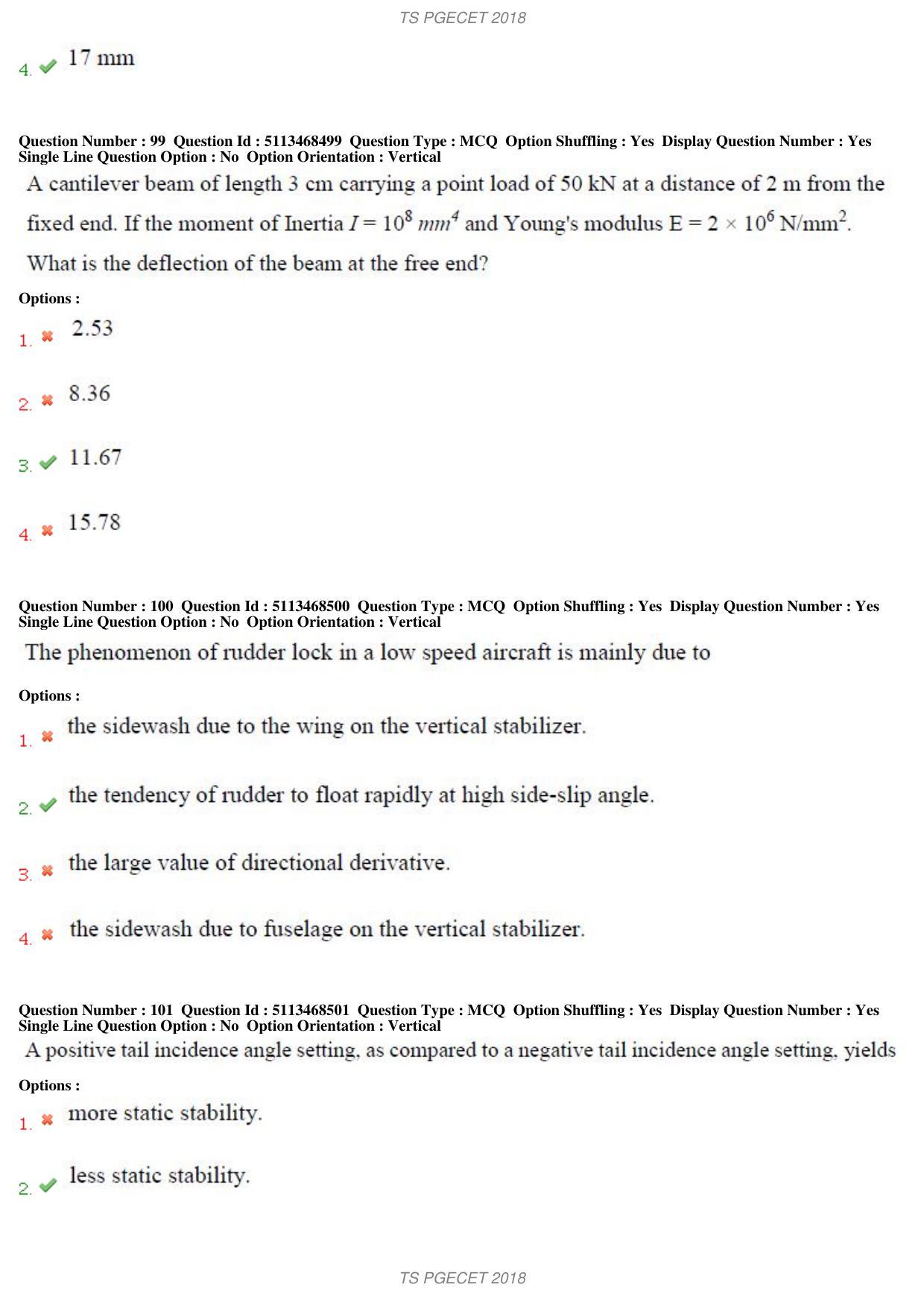 TS PGECET 2018: Aerospace Engineering Question Papers - Page 36