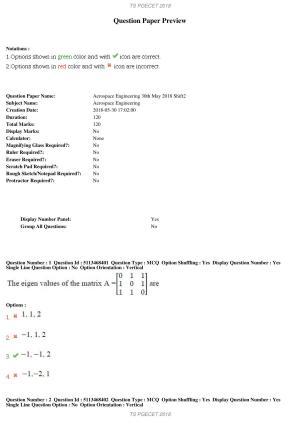 TS PGECET 2018: Aerospace Engineering Question Papers