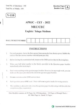 MEC CEC English/ Telugu Medium 2022 
