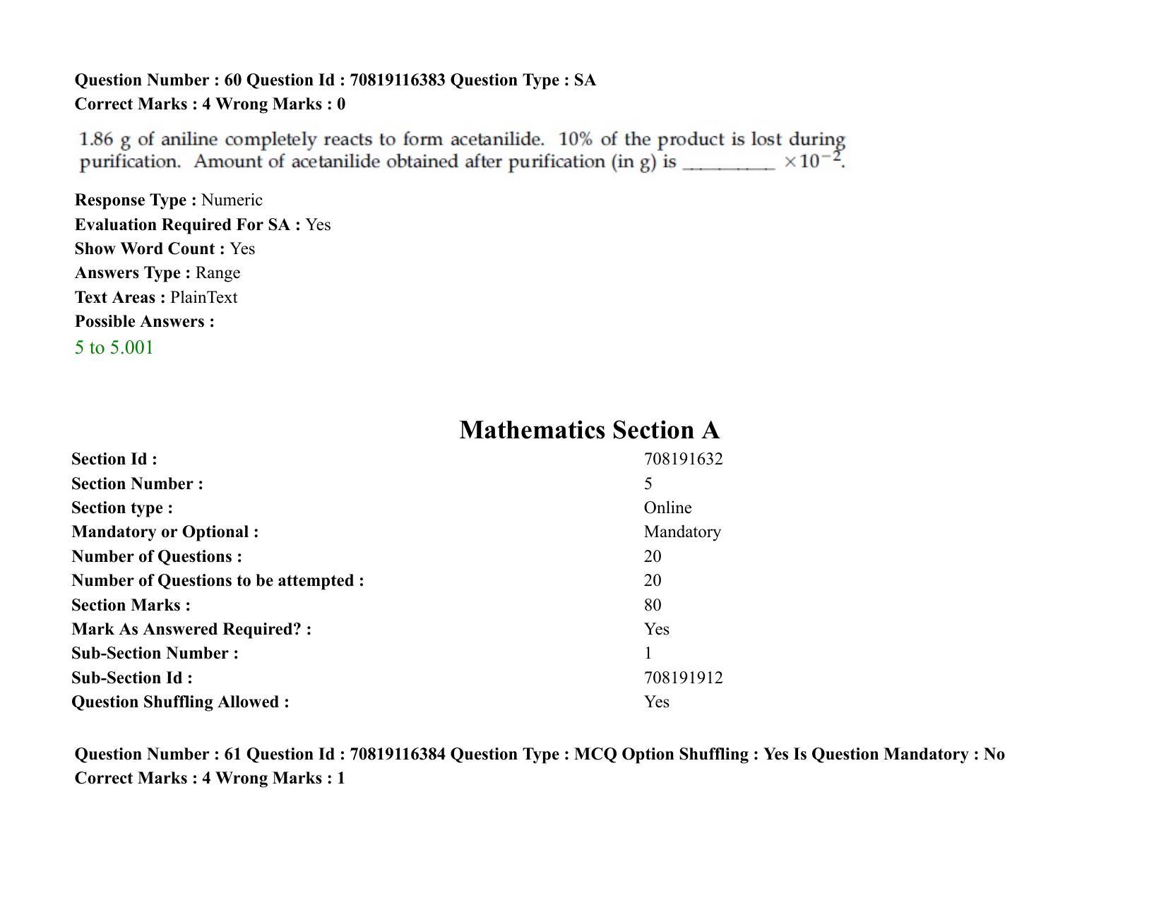 JEE Mains 2021: BTech (Shift 2) 24-02-2021 Question Paper - Page 39
