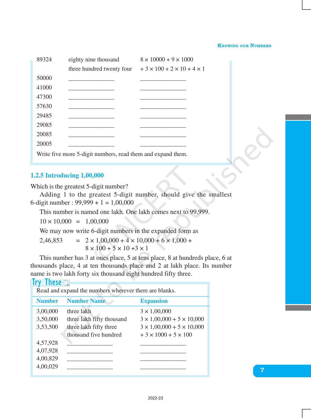 NCERT Book for Class 6 Maths: Chapter 1-Knowing Our Numbers - Page 7
