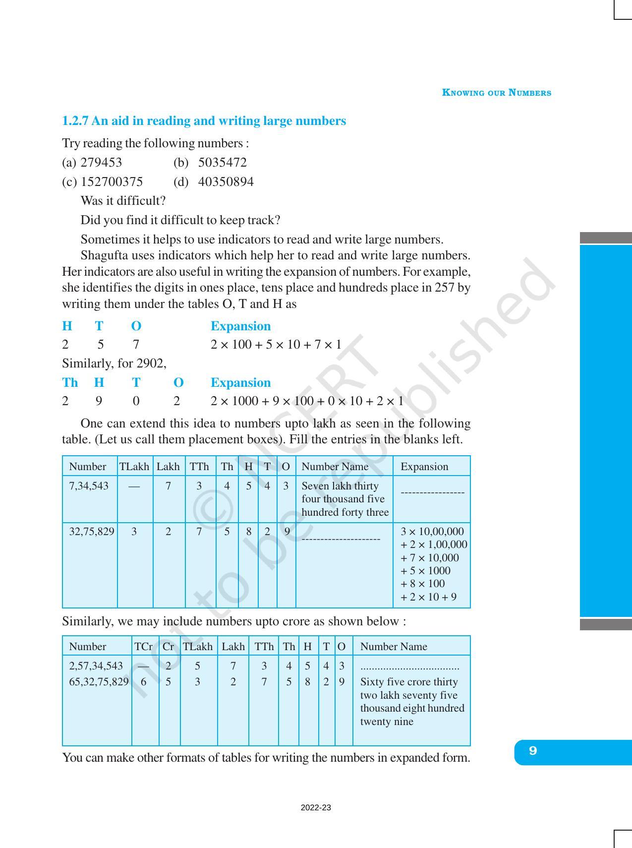 NCERT Book for Class 6 Maths: Chapter 1-Knowing Our Numbers - Page 9