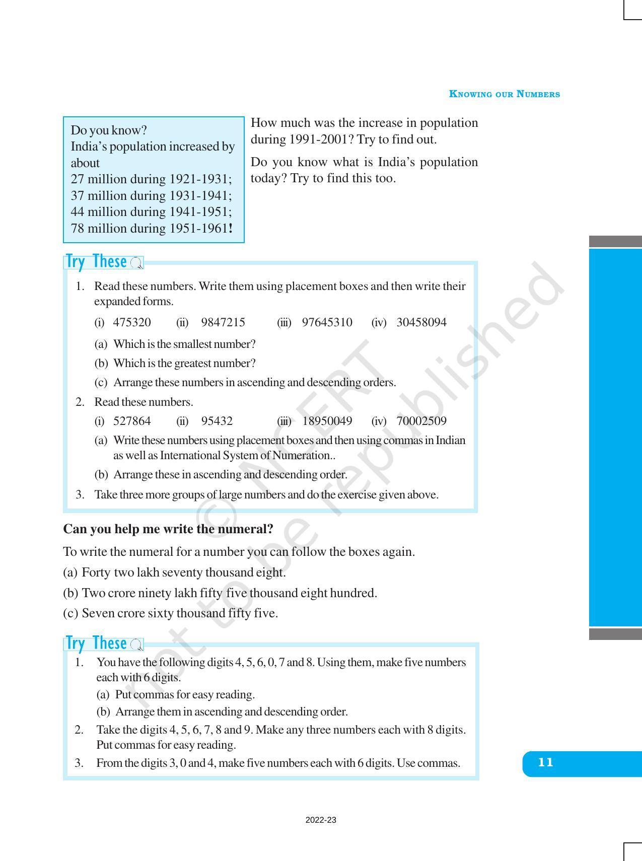 NCERT Book for Class 6 Maths: Chapter 1-Knowing Our Numbers - Page 11