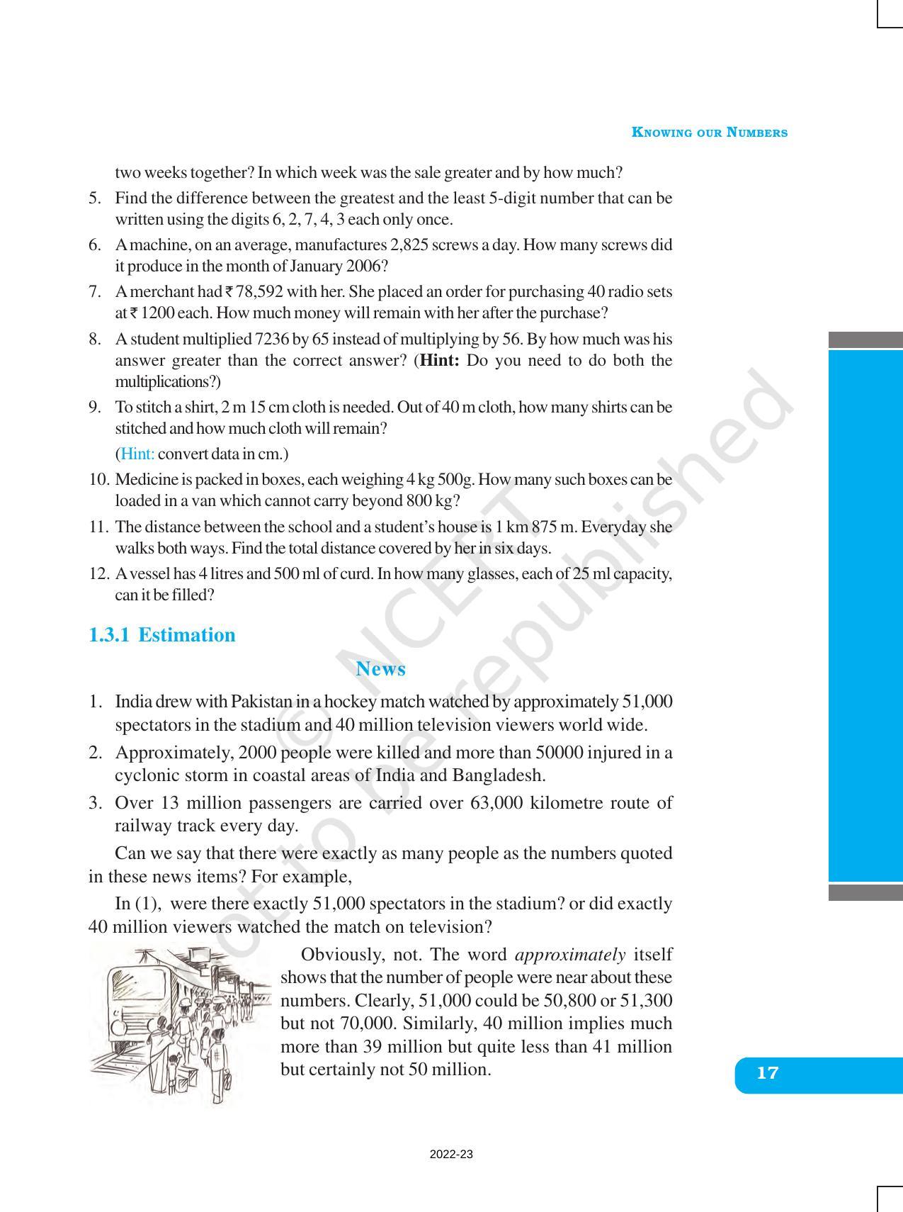 NCERT Book for Class 6 Maths: Chapter 1-Knowing Our Numbers - Page 17