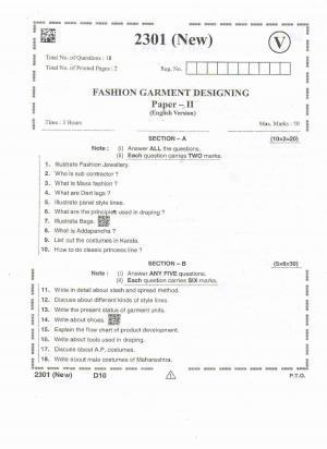 AP Intermediate 2nd Year Vocational Question Paper September-2021- Fashion_Garment_Designing-II
