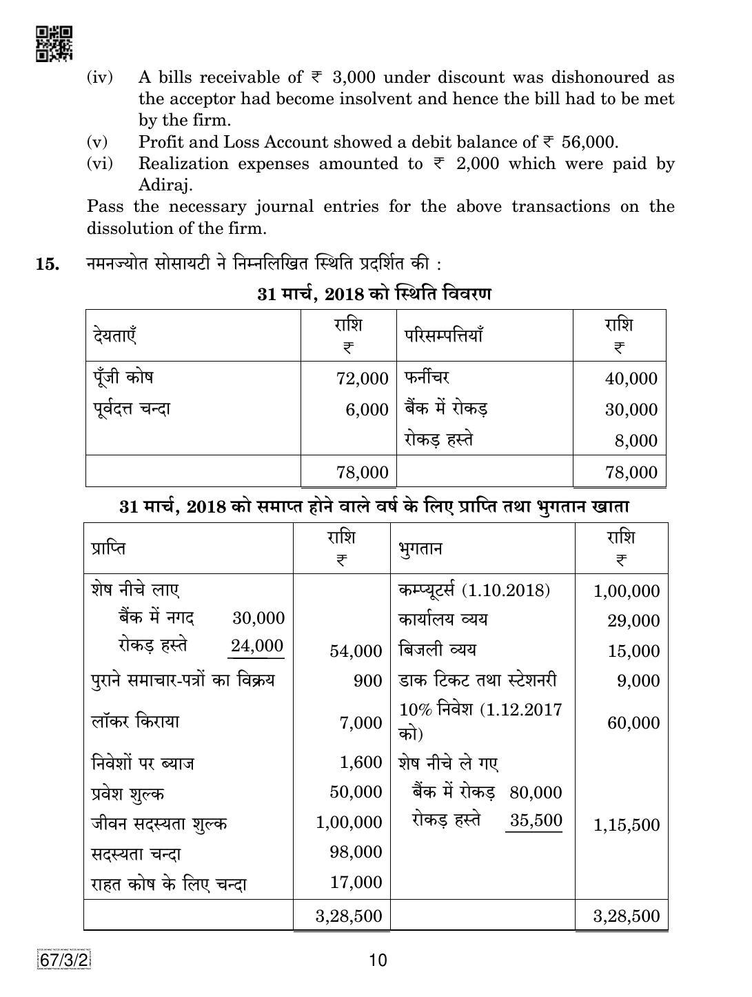 CBSE Class 12 67-3-2 Accountancy 2019 Question Paper - Page 10