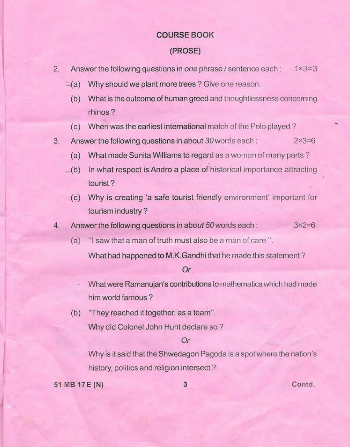 Manipur HSLC 2019 English Question Paper - Page 3